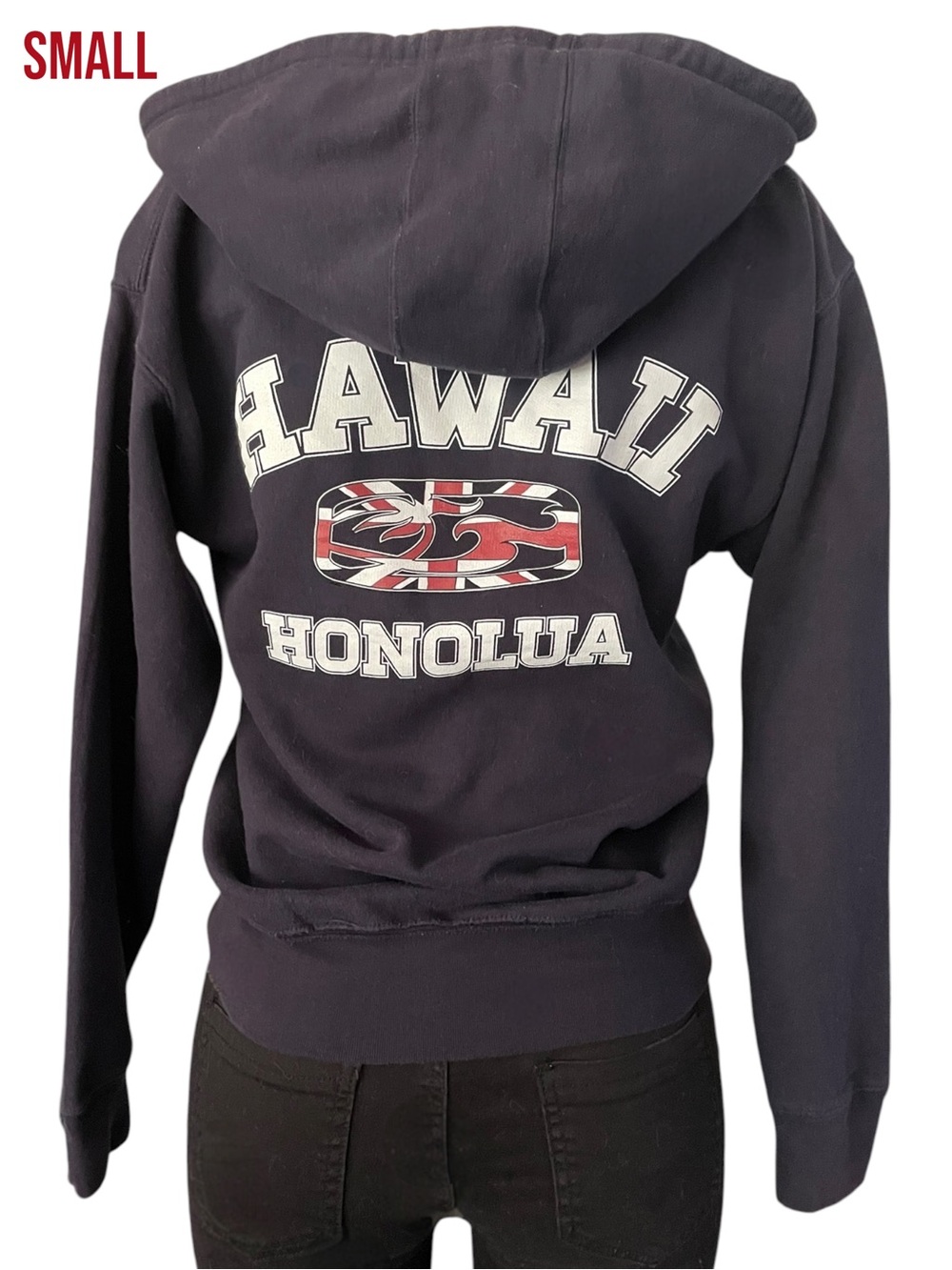 💙4/$28💙 Hawaii Honolulu Graphic Hoodie - Navy with Red & White Logo
